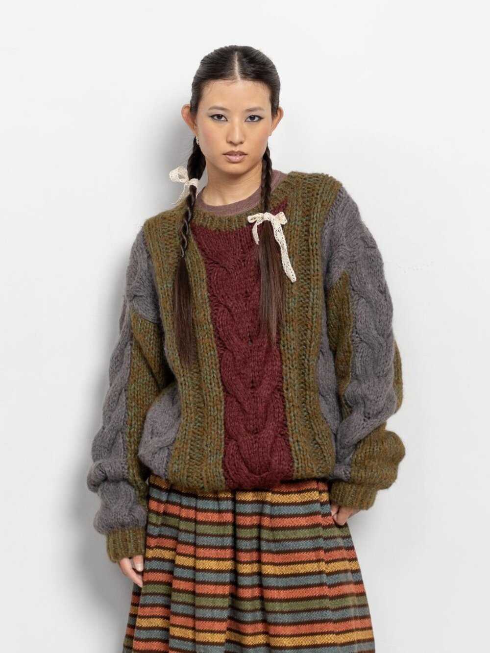 CHUNKY WOOL SWEATER Oversize Wool Cable Knit Vintage / Large Xl